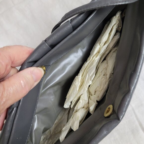 Vintage Dover Clutch Handbag Purse Crossbody Gray UNUSED 60s retro pleats Y2K - Picture 7 of 10